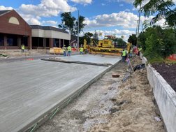 Pouring cement on road