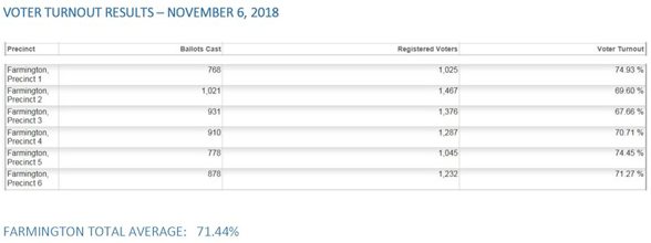 Voter Turnout Results Listing